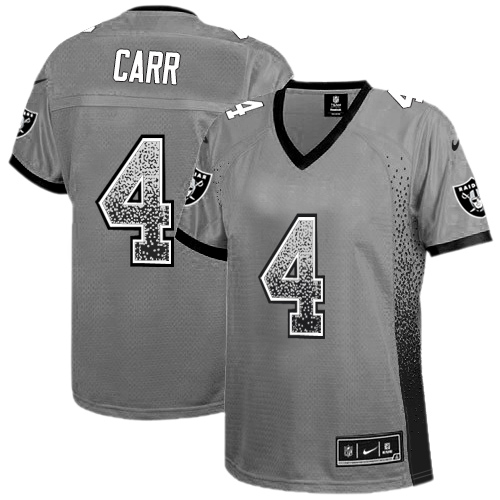 Women's Elite Derek Carr Nike Jersey Grey - #4 Drift Fashion NFL Oakland Raiders